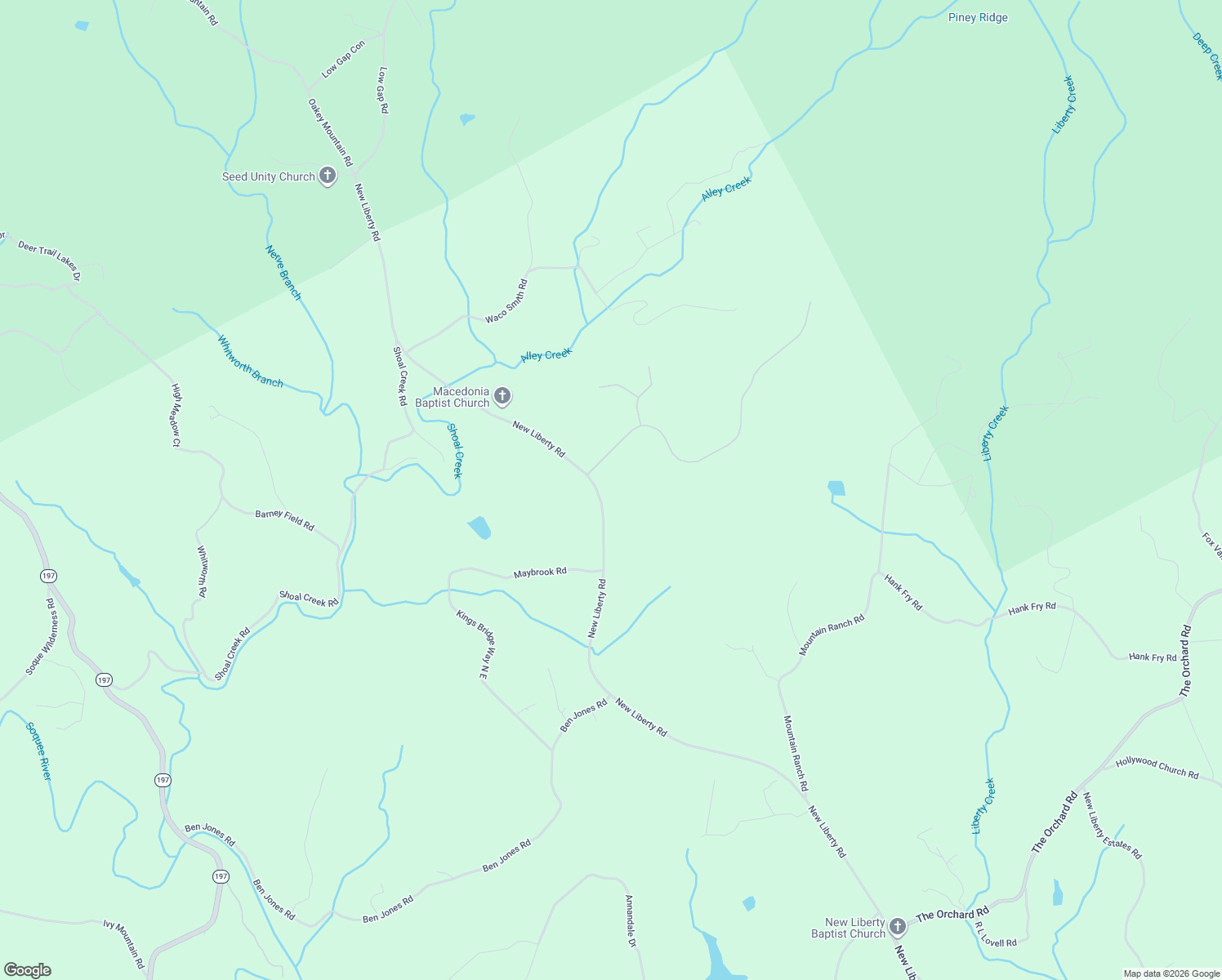 map of restaurants, bars, coffee shops, grocery stores, and more near 5770 New Liberty Road in Clarkesville