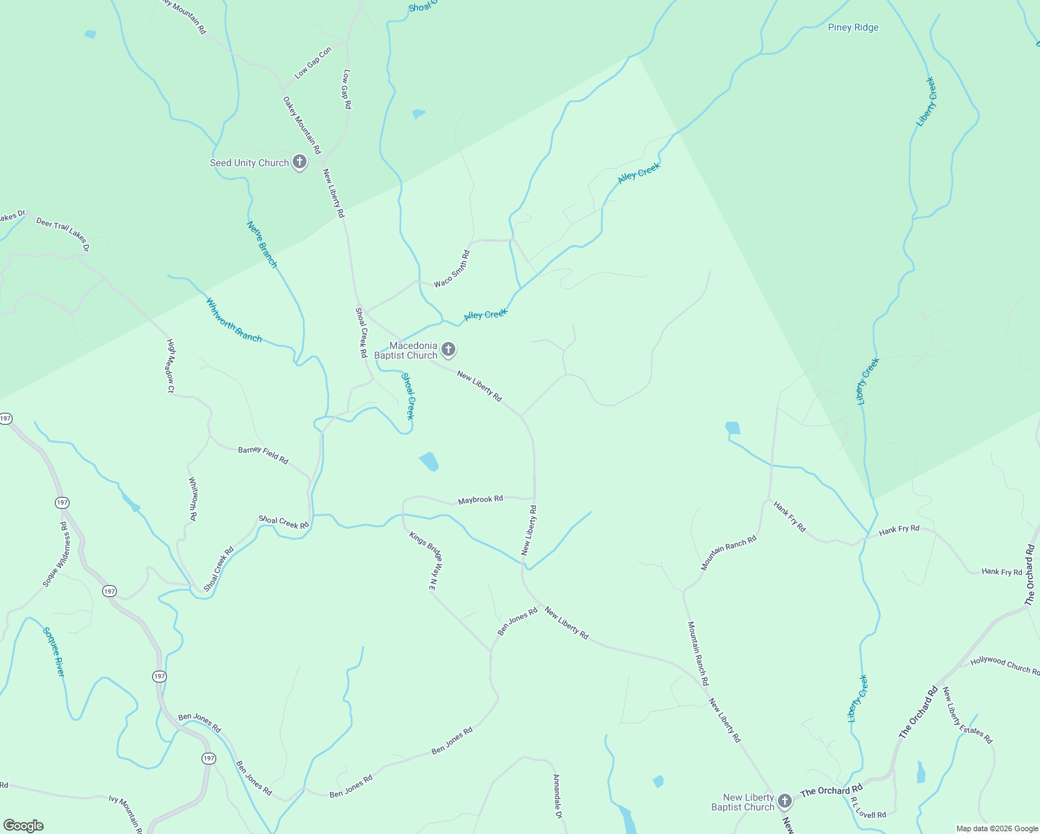 map of restaurants, bars, coffee shops, grocery stores, and more near 5770 New Liberty Road in Clarkesville
