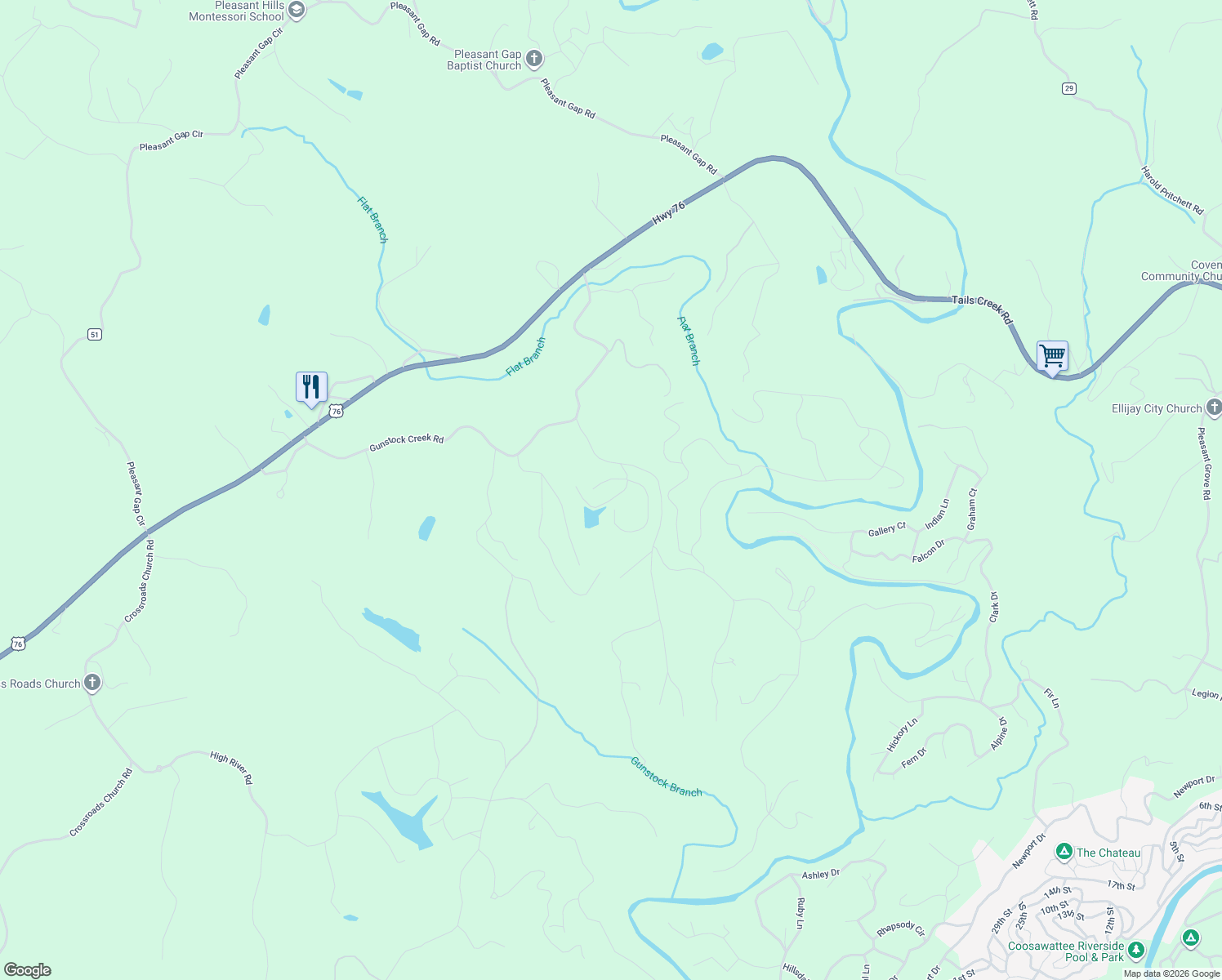 map of restaurants, bars, coffee shops, grocery stores, and more near 59 Holly Ridge in Ellijay