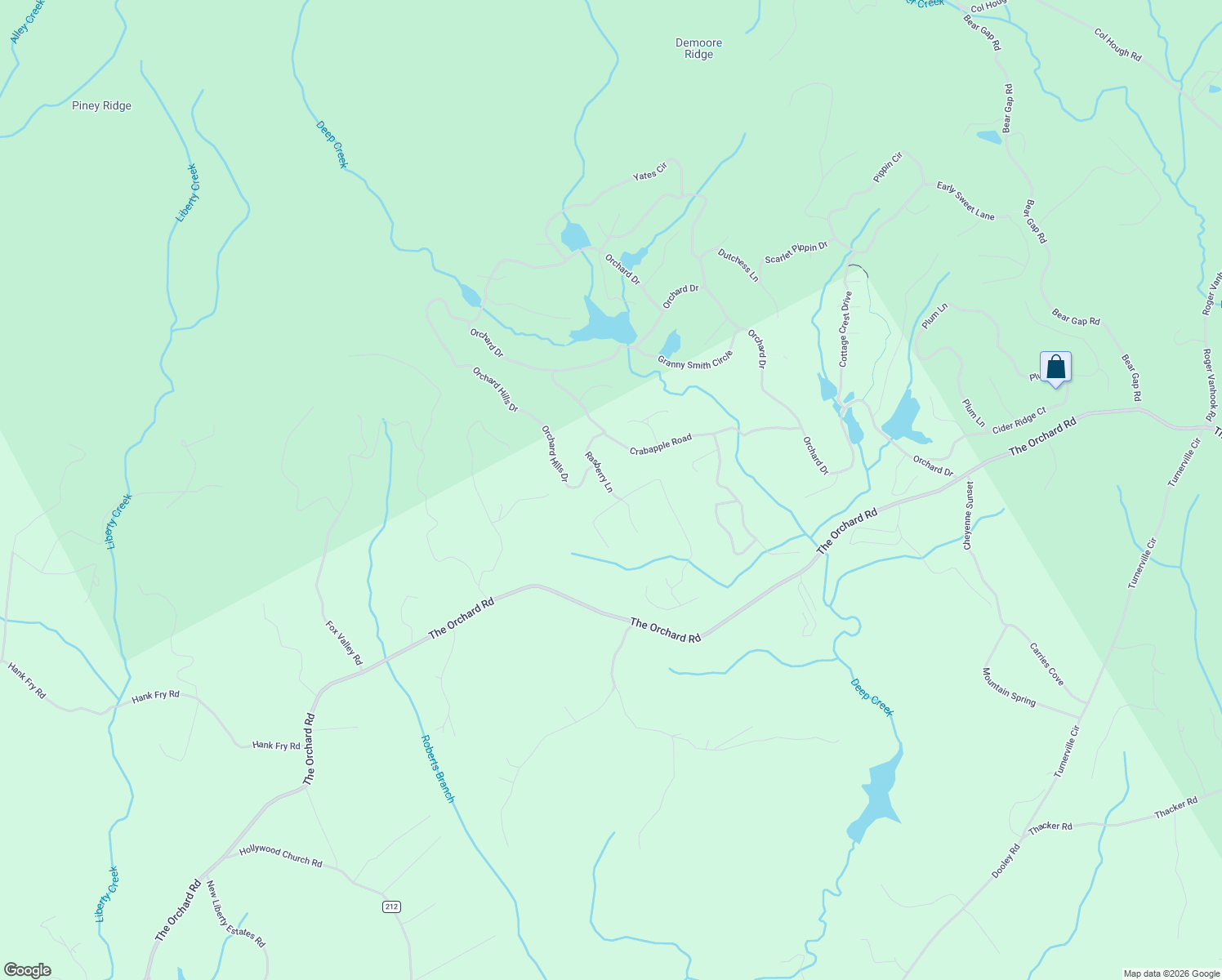 map of restaurants, bars, coffee shops, grocery stores, and more near 175 Raspberry Lane in Clarkesville