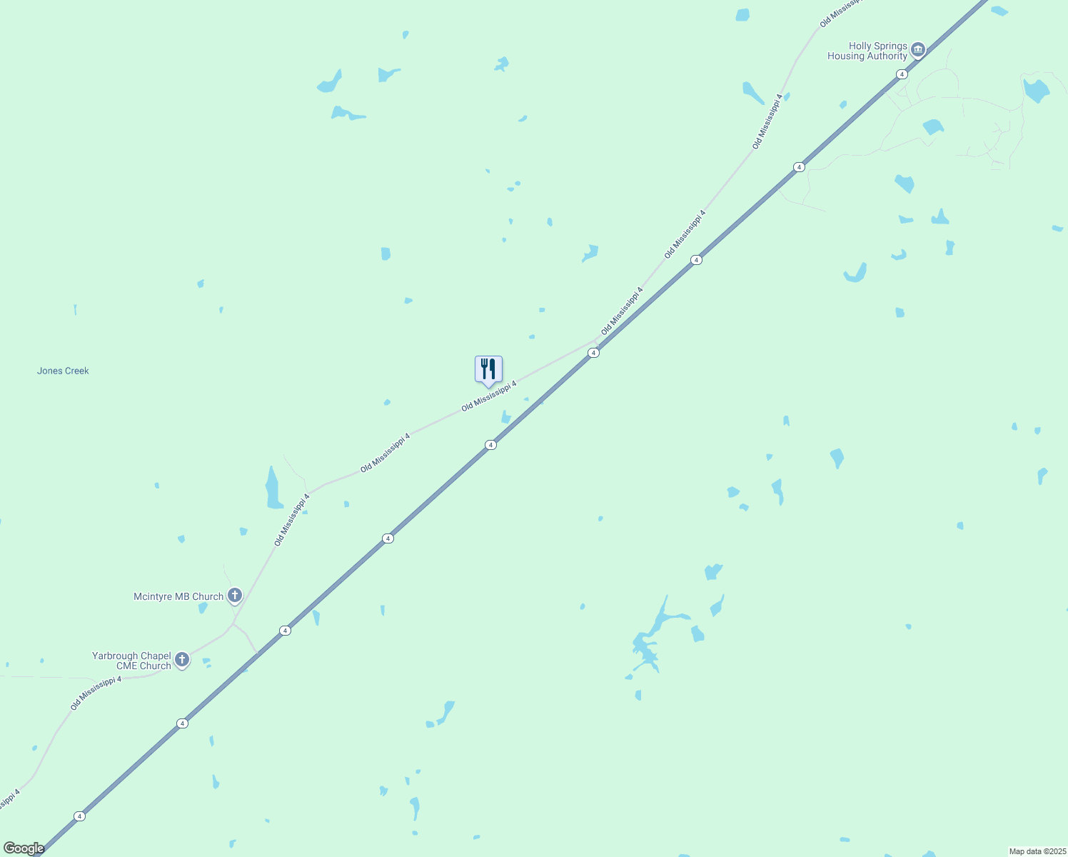 map of restaurants, bars, coffee shops, grocery stores, and more near 1657 Highway 4 in Holly Springs