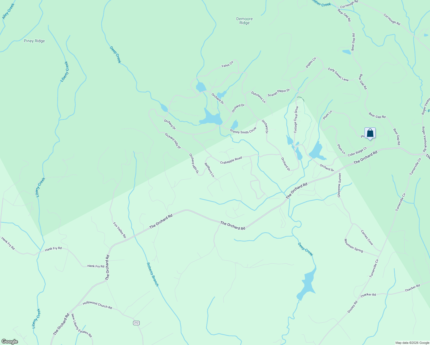 map of restaurants, bars, coffee shops, grocery stores, and more near 175 Raspberry Lane in Clarkesville