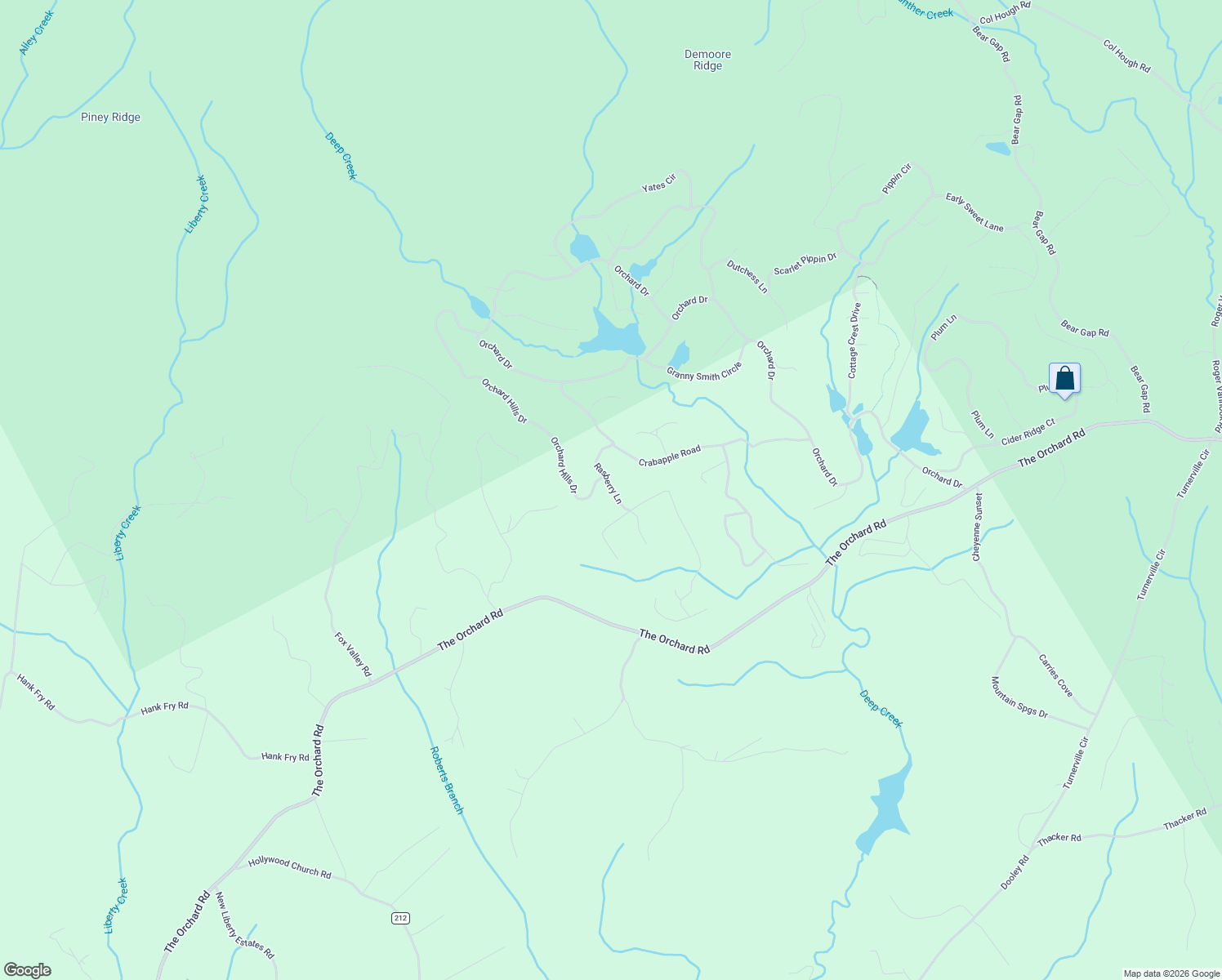 map of restaurants, bars, coffee shops, grocery stores, and more near 175 Raspberry Lane in Clarkesville