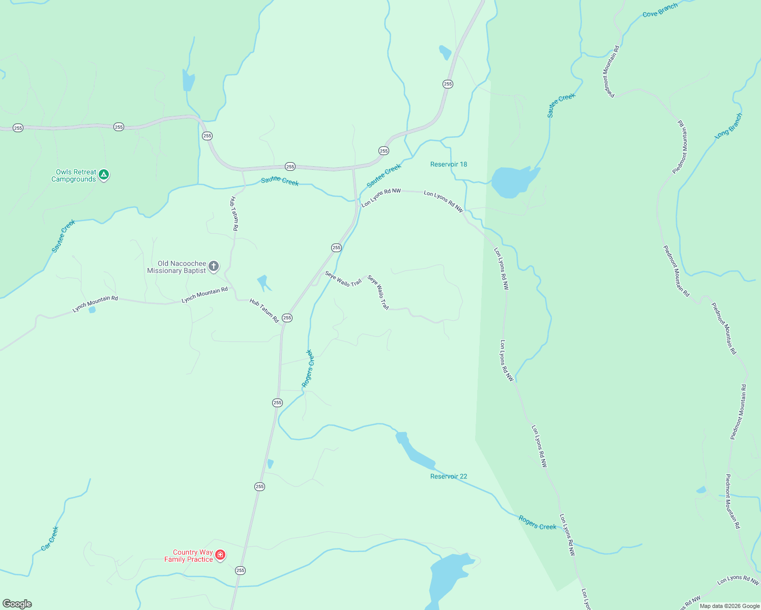 map of restaurants, bars, coffee shops, grocery stores, and more near 315 Seye Wailo Trail in Clarkesville