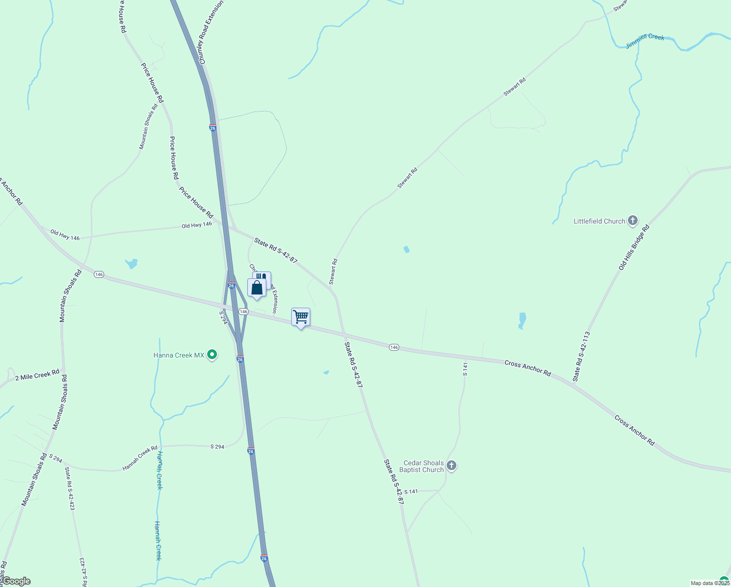 map of restaurants, bars, coffee shops, grocery stores, and more near 575 Rocky Ridge Road in Enoree