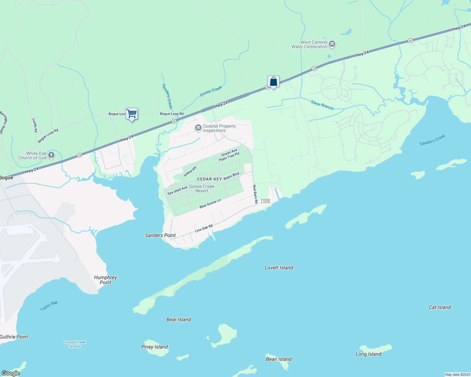 map of restaurants, bars, coffee shops, grocery stores, and more near 109 Snow Goose Lane in Newport