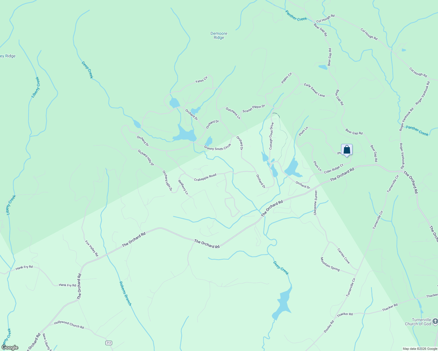 map of restaurants, bars, coffee shops, grocery stores, and more near 505 Crabapple Road in Clarkesville
