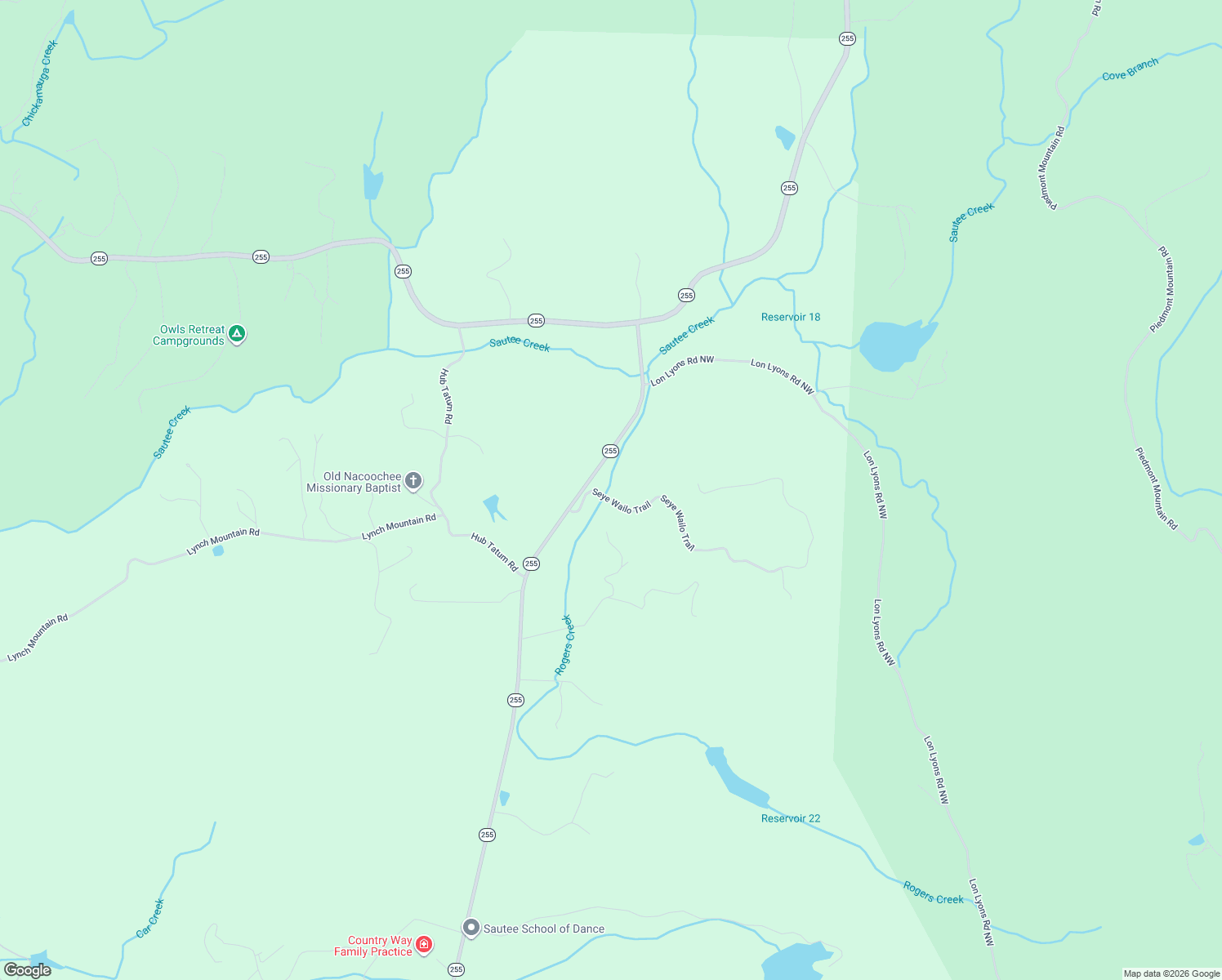 map of restaurants, bars, coffee shops, grocery stores, and more near 110 Seye Wailo Trail in Clarkesville