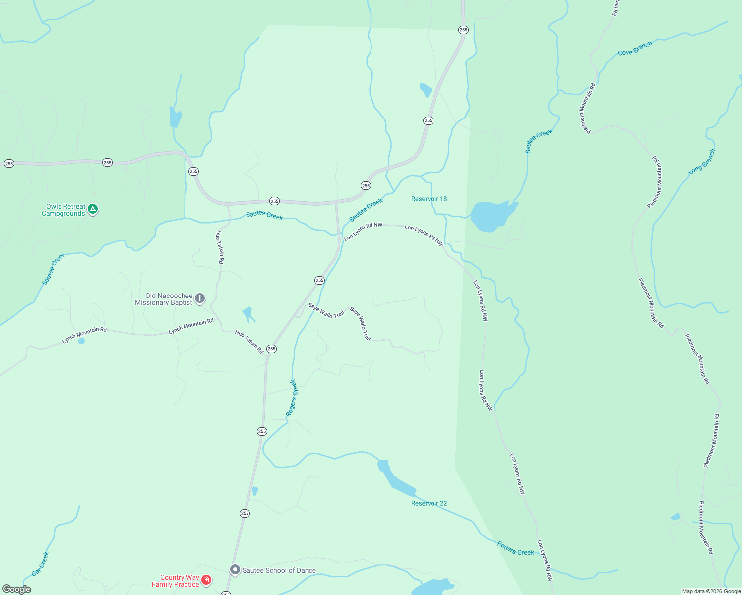 map of restaurants, bars, coffee shops, grocery stores, and more near 750 Seye Wailo Trail in Clarkesville