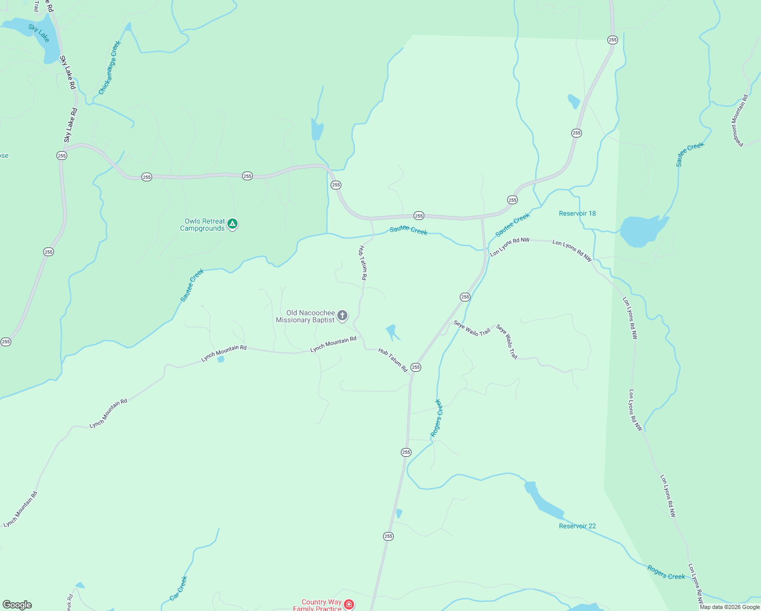 map of restaurants, bars, coffee shops, grocery stores, and more near 708 Hub Tatum Rd in Sautee Nacoochee