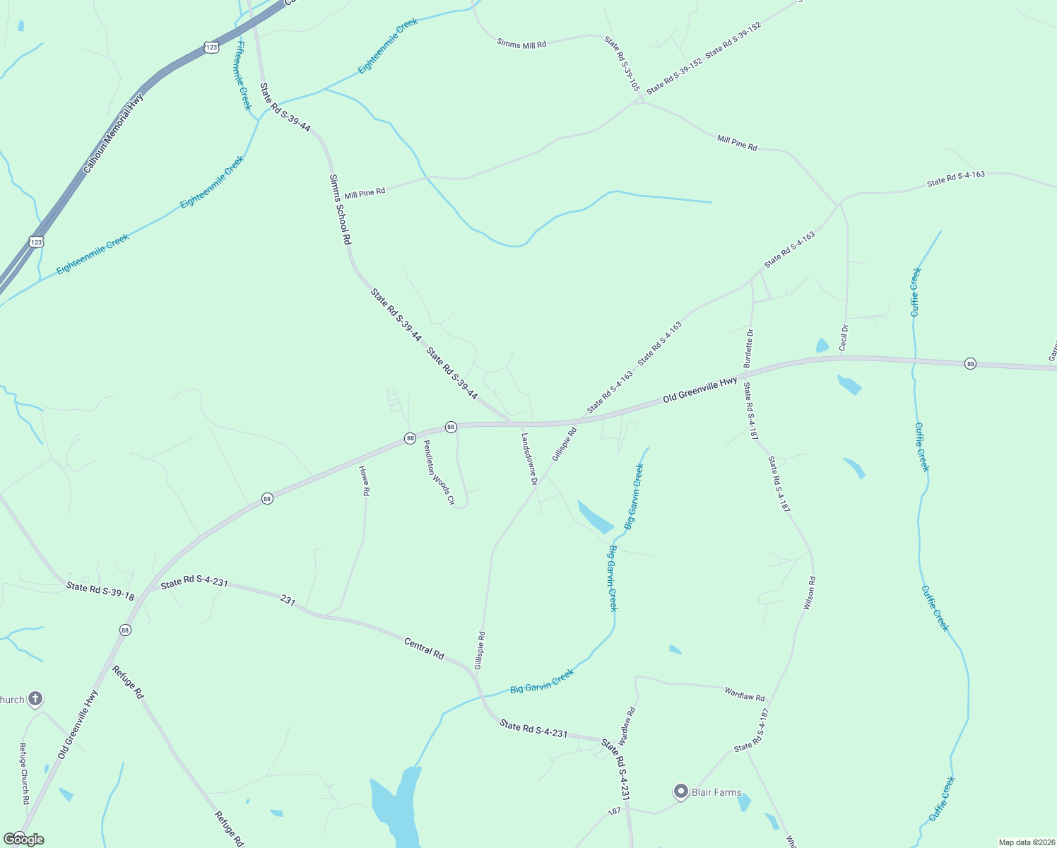 map of restaurants, bars, coffee shops, grocery stores, and more near 2915 Old Greenville Highway in Central