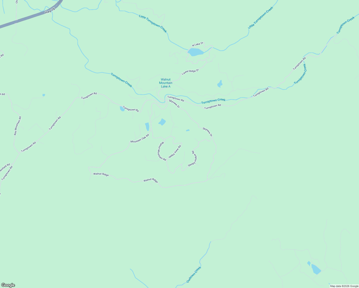 map of restaurants, bars, coffee shops, grocery stores, and more near 196 Valley View Road in Ellijay
