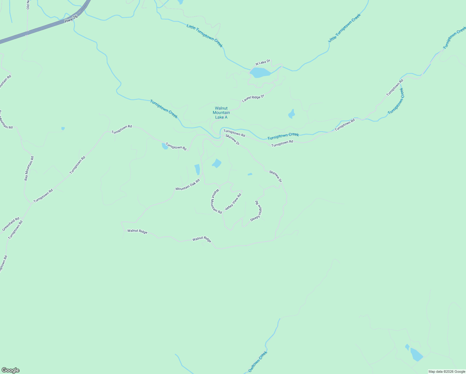 map of restaurants, bars, coffee shops, grocery stores, and more near 104 Pine Ridge Road in Ellijay