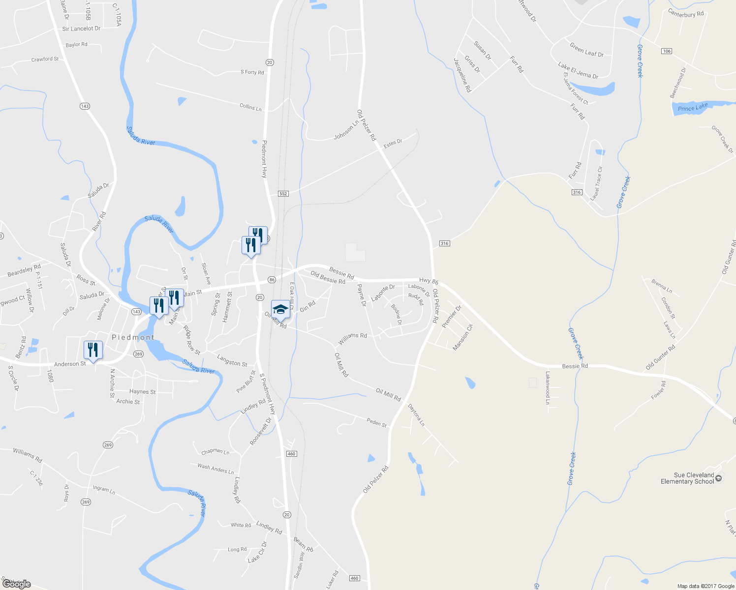 map of restaurants, bars, coffee shops, grocery stores, and more near 3 Bickle Ct in Piedmont