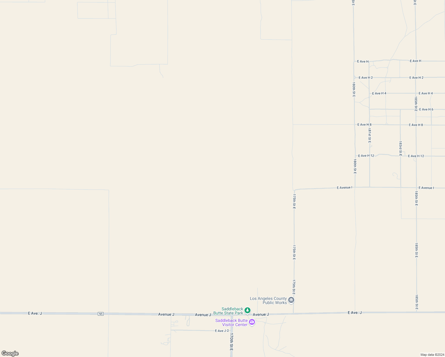 map of restaurants, bars, coffee shops, grocery stores, and more near 165th Street East in Los Angeles County