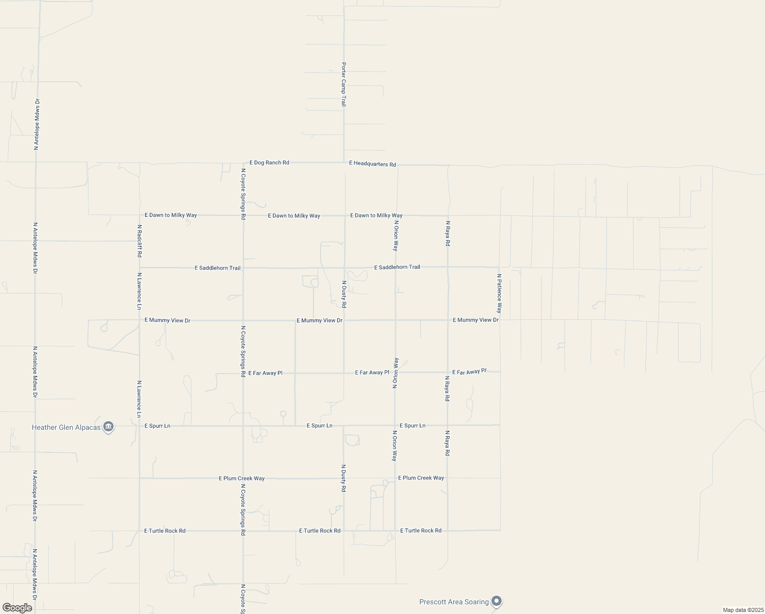 map of restaurants, bars, coffee shops, grocery stores, and more near 9500 East Mummy View Drive in Prescott Valley