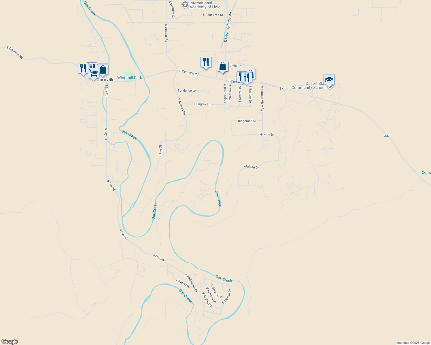 map of restaurants, bars, coffee shops, grocery stores, and more near 1775 South Sugarloaf Road in Cornville