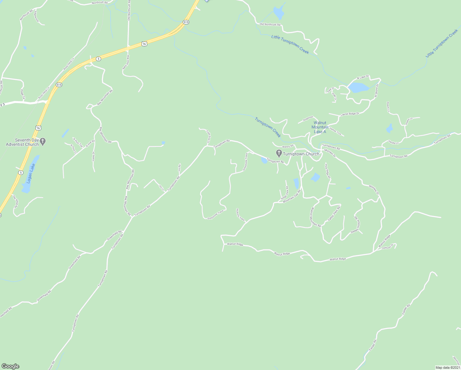 map of restaurants, bars, coffee shops, grocery stores, and more near Greystone Trace in Ellijay