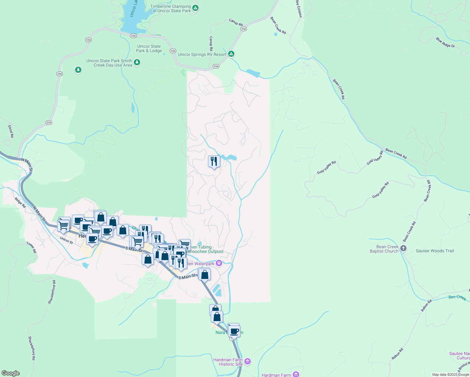 map of restaurants, bars, coffee shops, grocery stores, and more near 17 Dach Bruecke Gasse in Helen