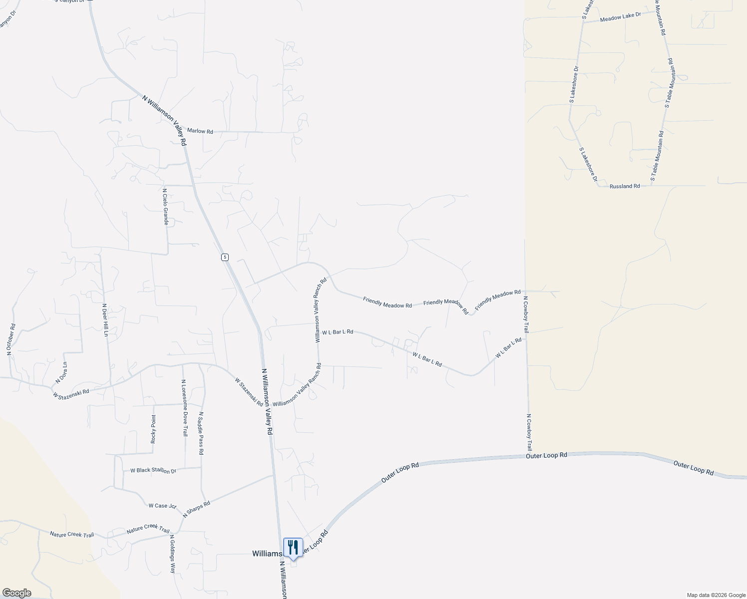 map of restaurants, bars, coffee shops, grocery stores, and more near 3725 Friendly Meadow Road in Prescott
