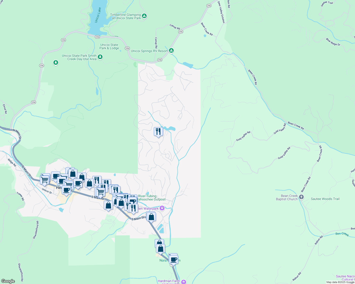 map of restaurants, bars, coffee shops, grocery stores, and more near 36 Vienna Ring in Helen