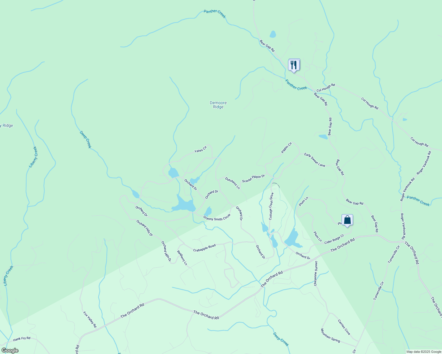 map of restaurants, bars, coffee shops, grocery stores, and more near 399 McIntosh Road in Clarkesville