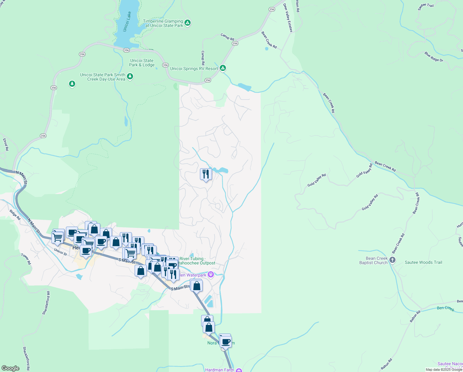 map of restaurants, bars, coffee shops, grocery stores, and more near 34 Vienna Ring in Helen