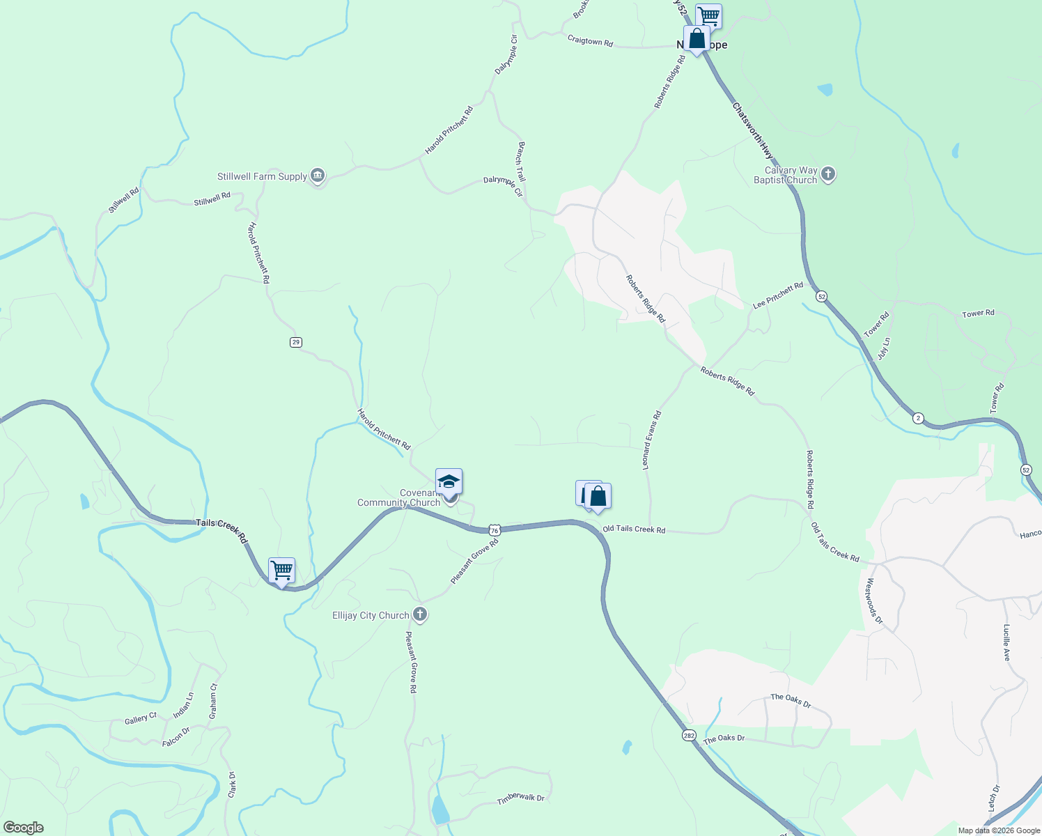 map of restaurants, bars, coffee shops, grocery stores, and more near Crabapple Court in Ellijay