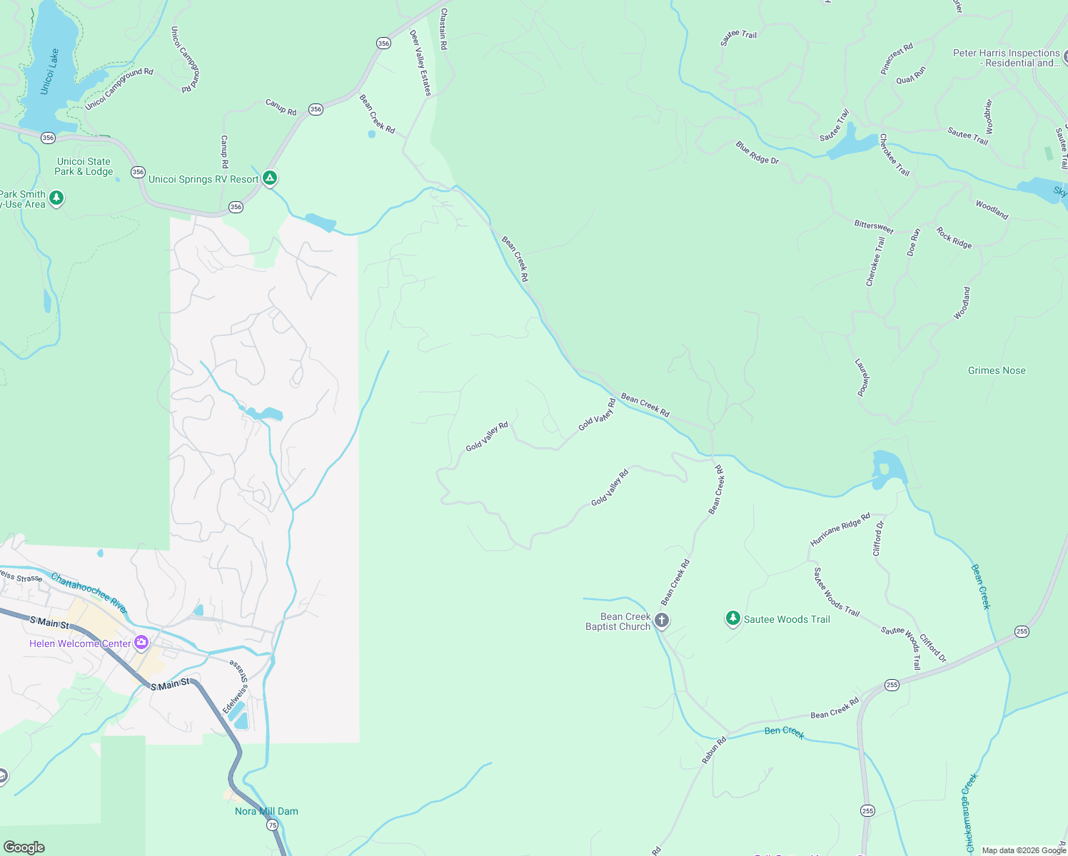 map of restaurants, bars, coffee shops, grocery stores, and more near 77 Screech Owl Trail in Sautee Nacoochee