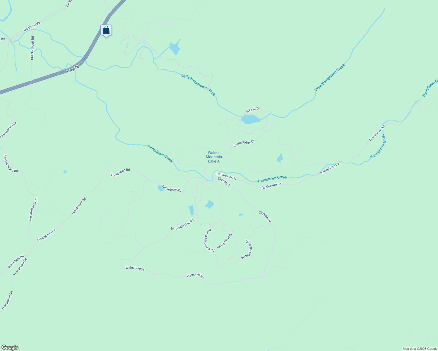 map of restaurants, bars, coffee shops, grocery stores, and more near 3808 Turniptown Road in Ellijay