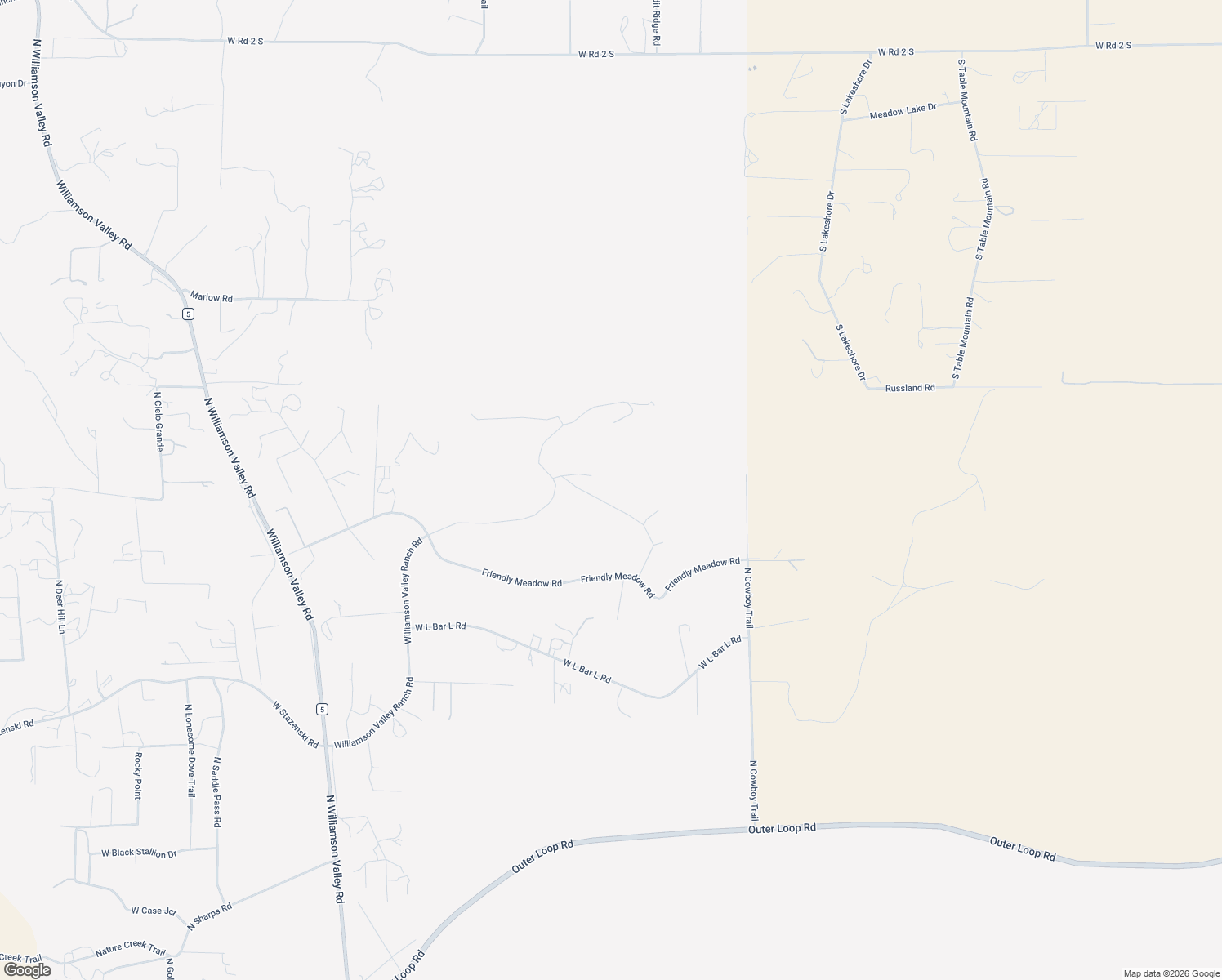 map of restaurants, bars, coffee shops, grocery stores, and more near 16725 Williamson Valley Ranch Road in Prescott