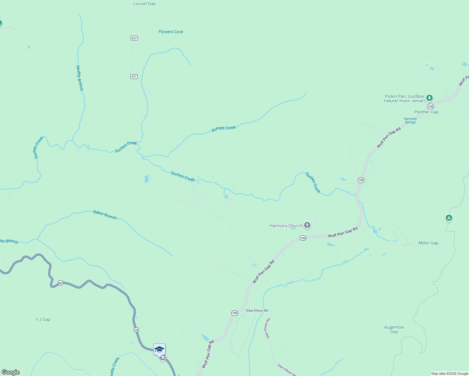map of restaurants, bars, coffee shops, grocery stores, and more near 540 Old Mill Road in Suches