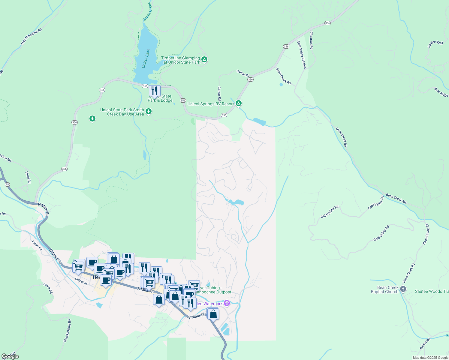 map of restaurants, bars, coffee shops, grocery stores, and more near 0 Rosen Strasse in Helen
