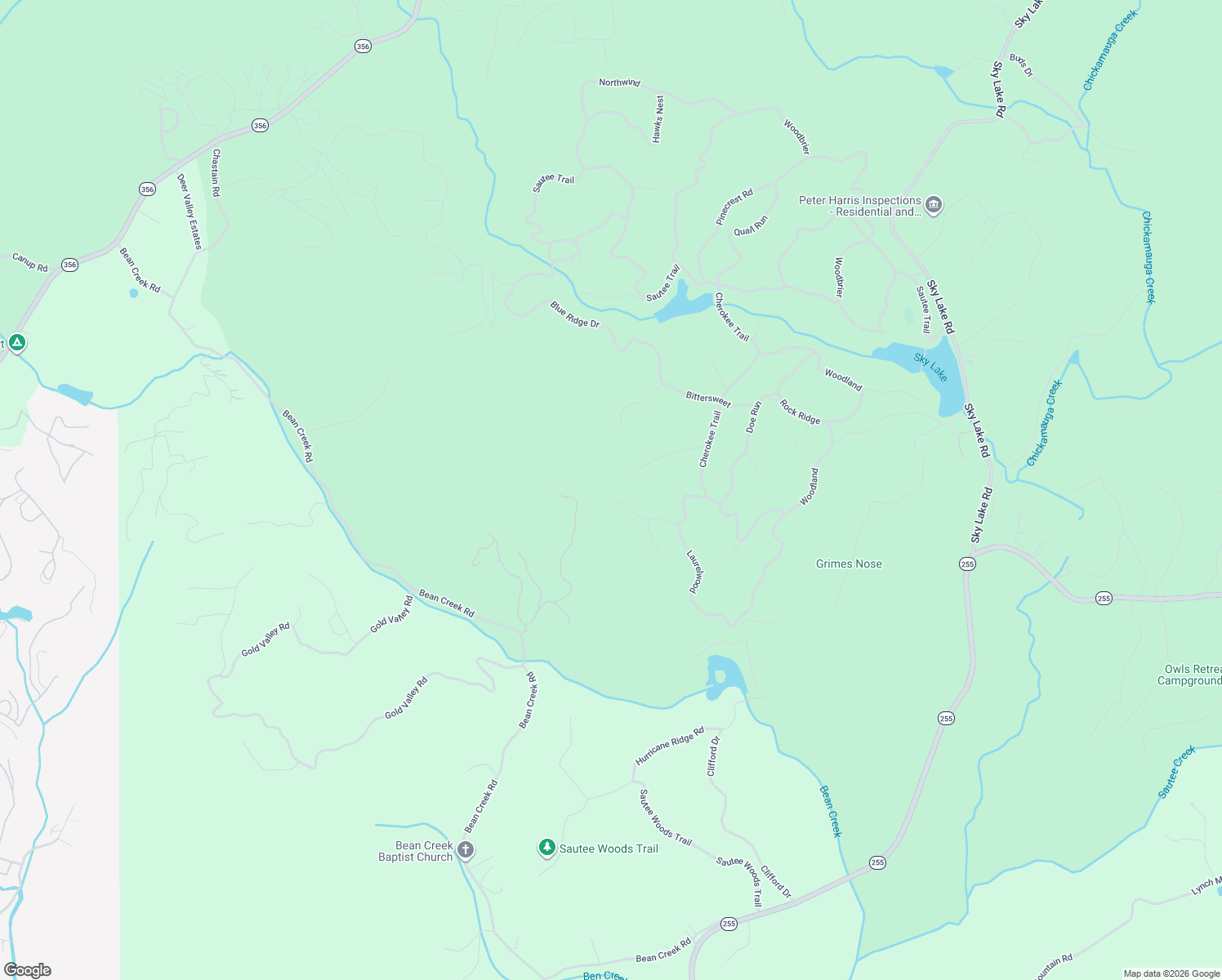 map of restaurants, bars, coffee shops, grocery stores, and more near 120 Ridgeland in Sautee Nacoochee