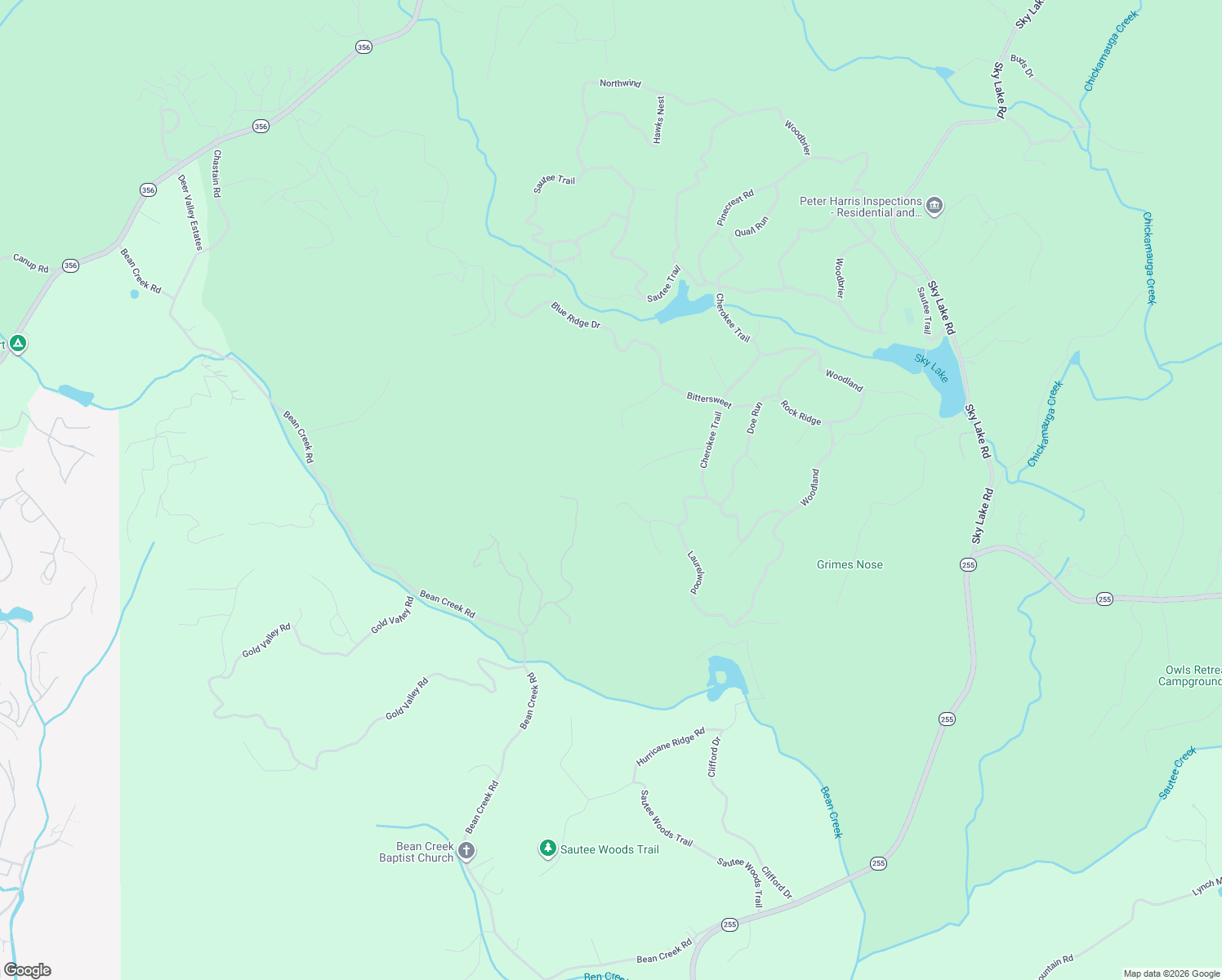 map of restaurants, bars, coffee shops, grocery stores, and more near 120 Ridgeland in Sautee Nacoochee