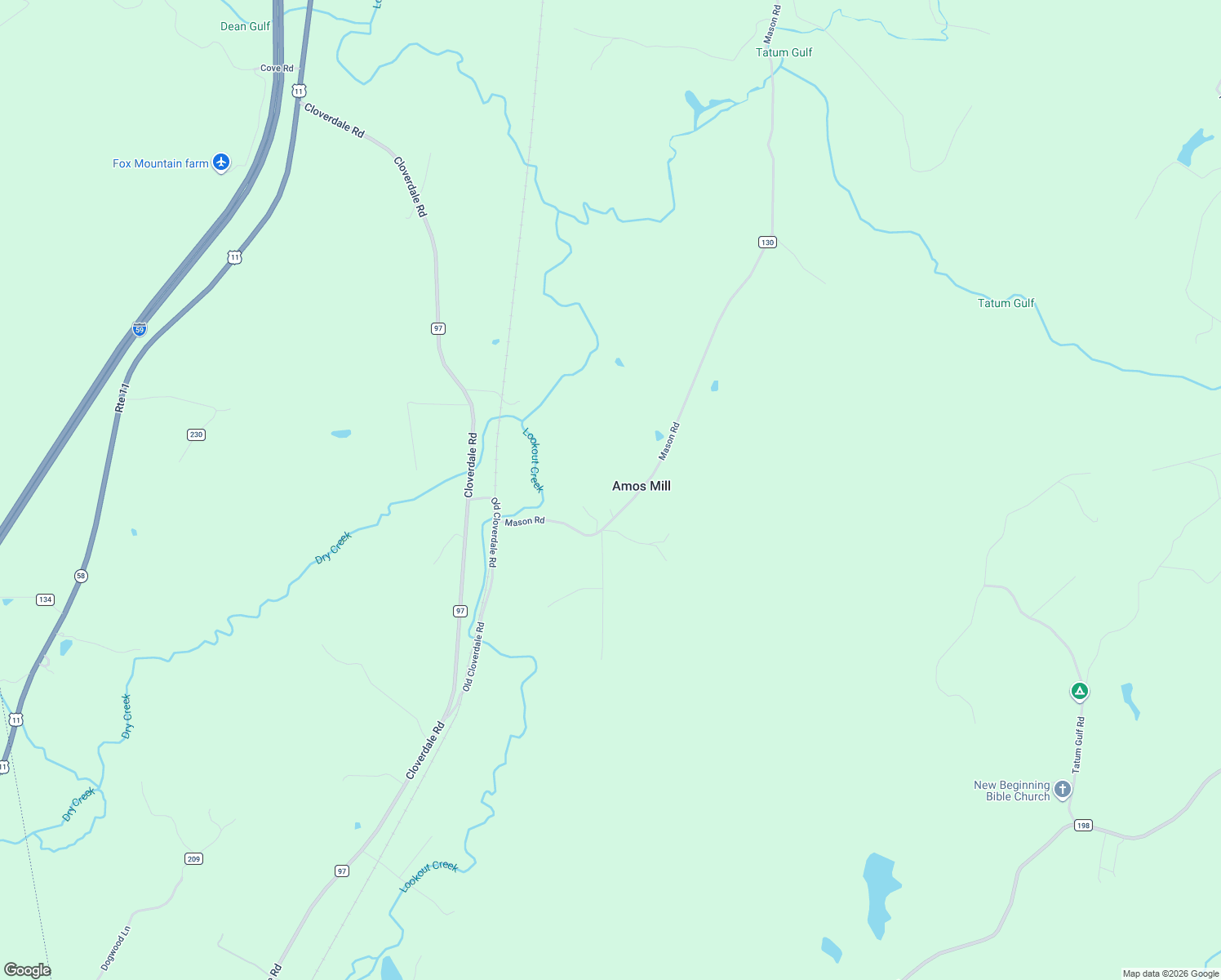 map of restaurants, bars, coffee shops, grocery stores, and more near 3584 Mason Road in Rising Fawn