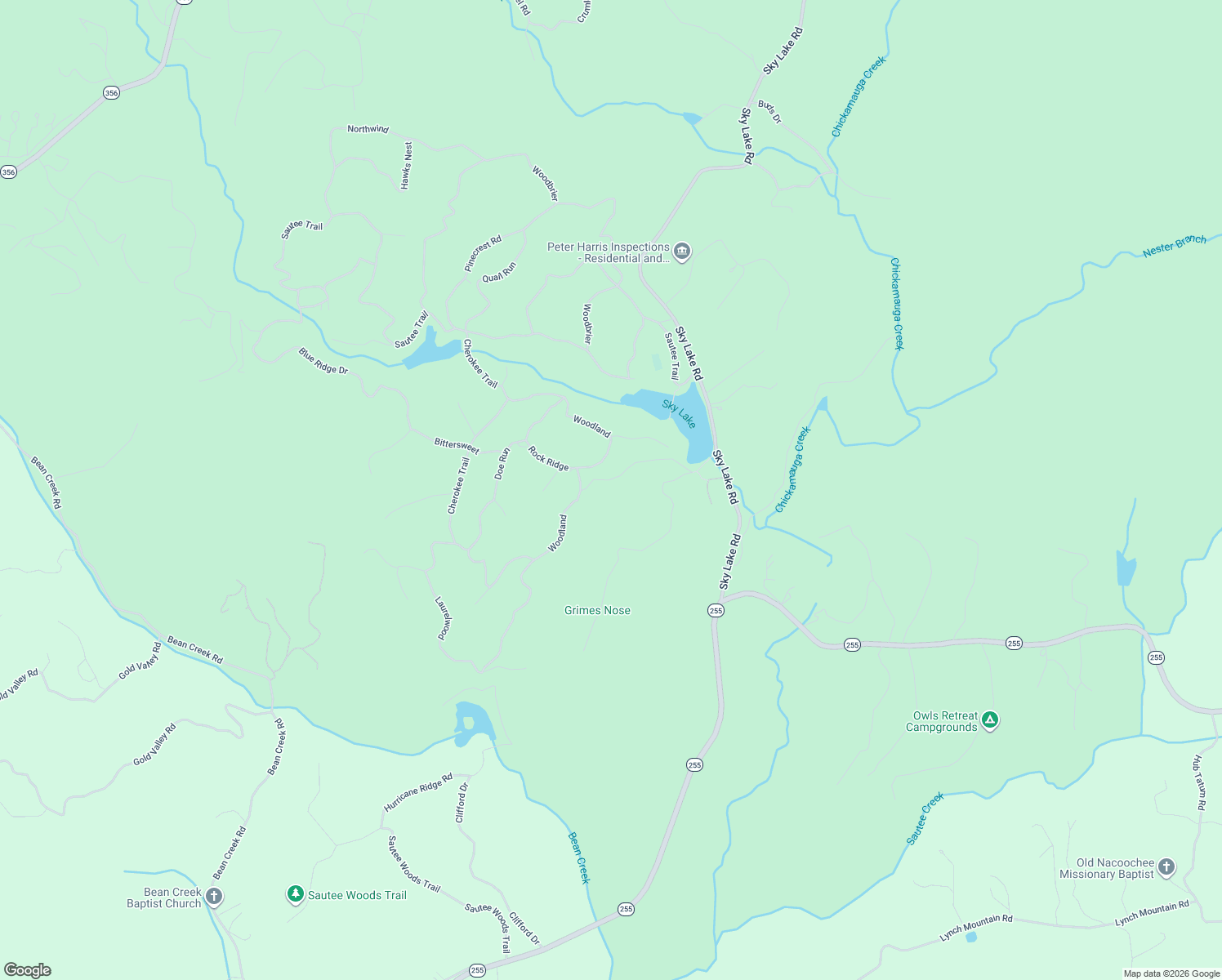 map of restaurants, bars, coffee shops, grocery stores, and more near 15-185 Lower Gap Road in Sautee Nacoochee