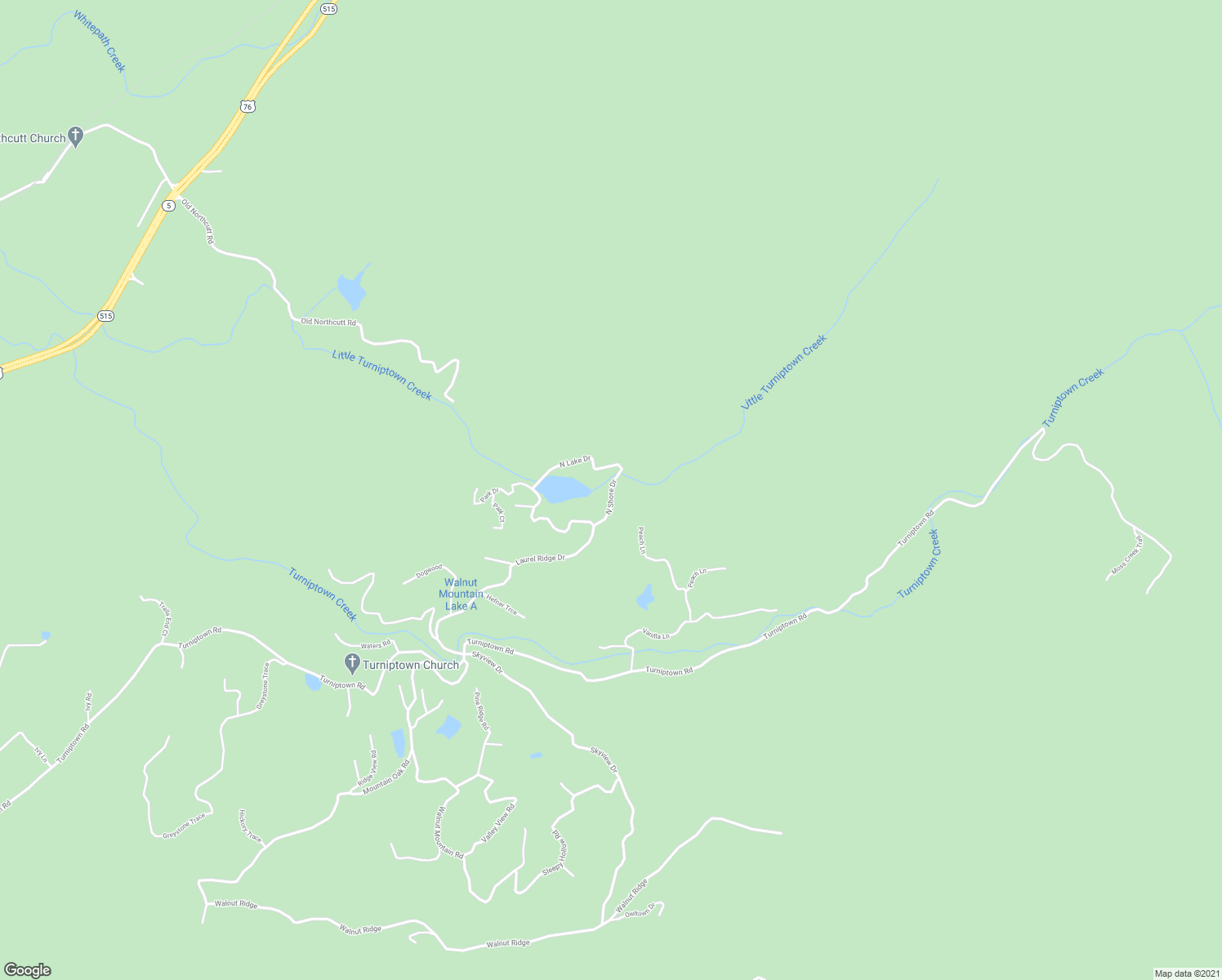 map of restaurants, bars, coffee shops, grocery stores, and more near N Shore Dr in Ellijay