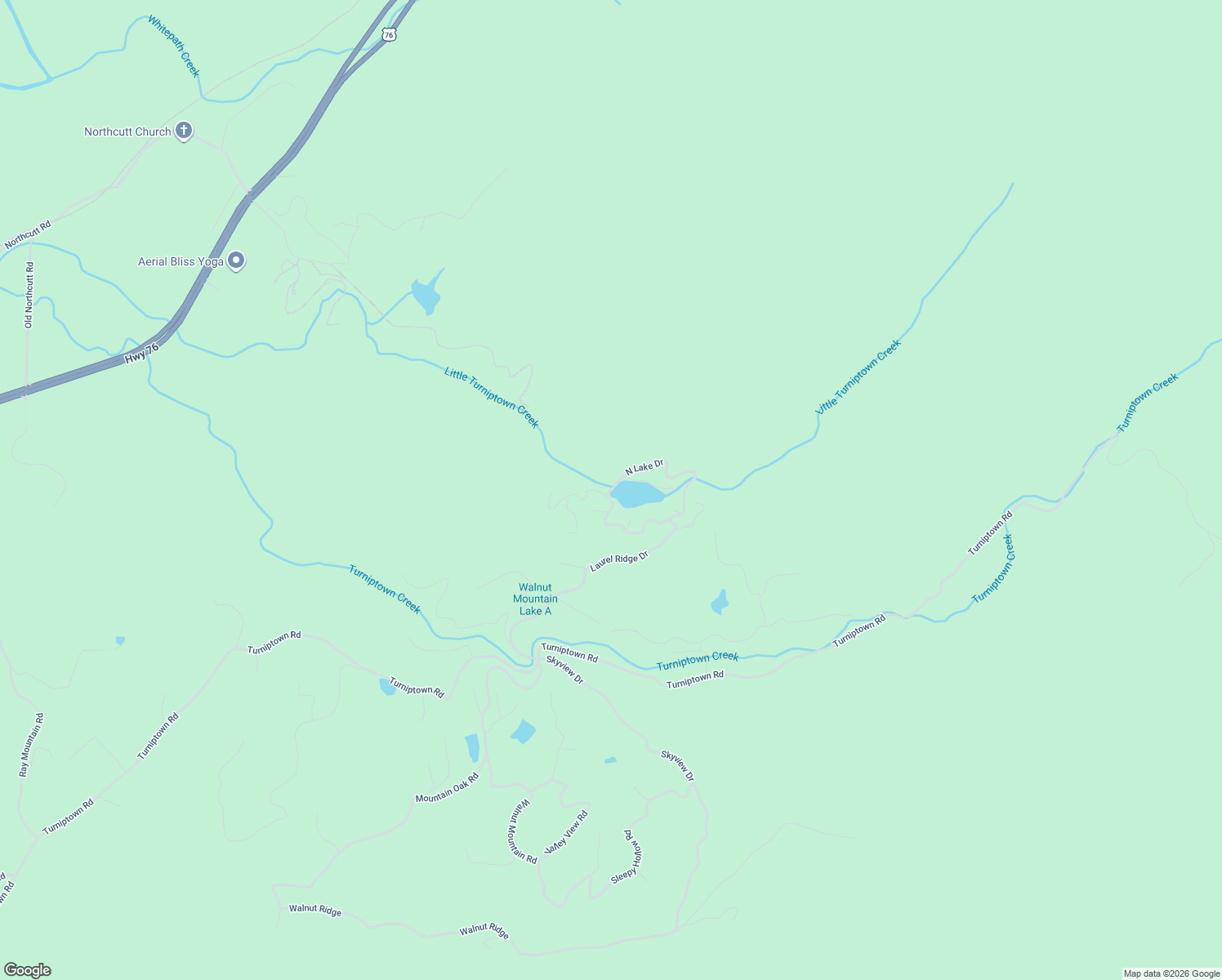 map of restaurants, bars, coffee shops, grocery stores, and more near 278 North Lake Drive in Ellijay