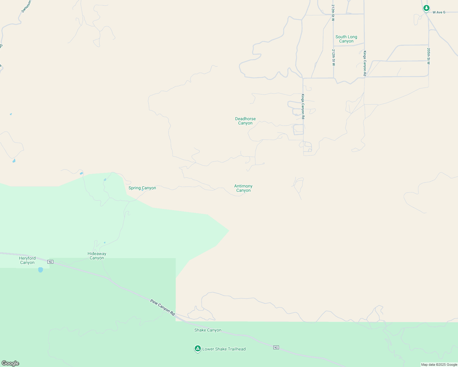 map of restaurants, bars, coffee shops, grocery stores, and more near Kings Canyon Road in Lake Hughes
