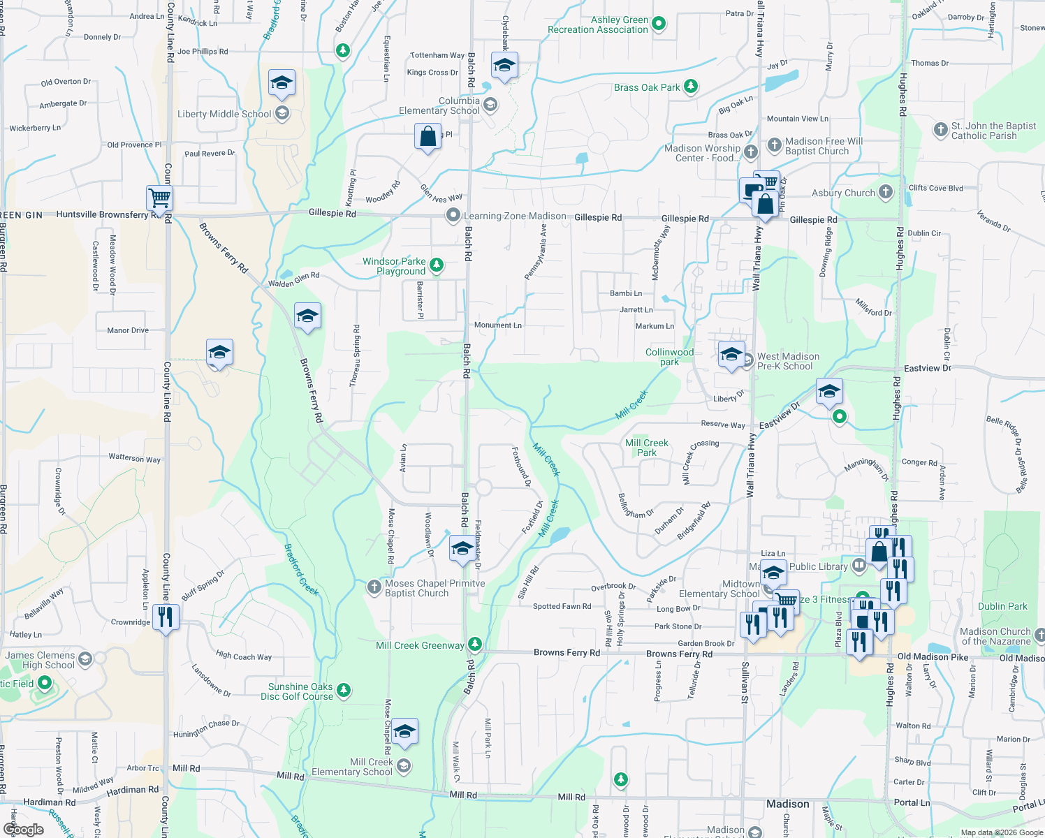 map of restaurants, bars, coffee shops, grocery stores, and more near 129 Chelsea Park Row in Madison