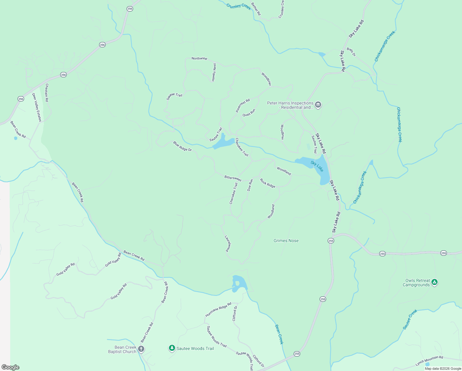 map of restaurants, bars, coffee shops, grocery stores, and more near 203 Bittersweet in Sautee Nacoochee