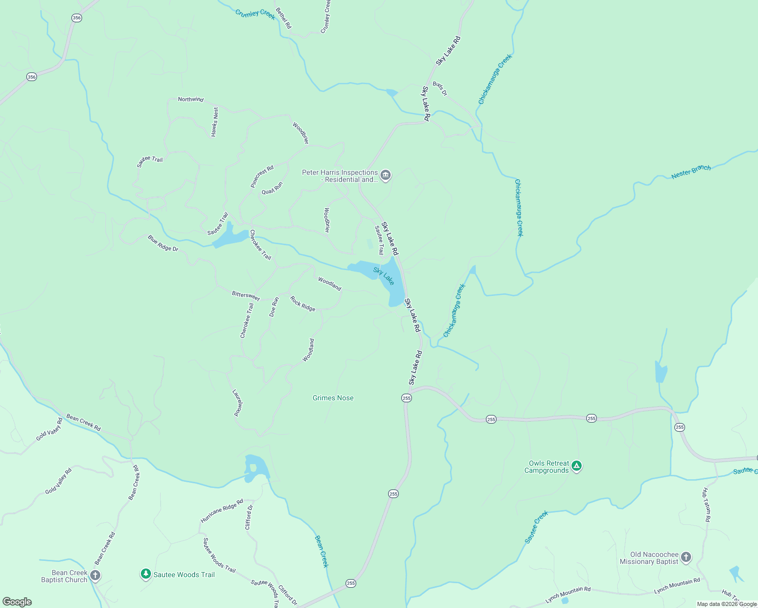map of restaurants, bars, coffee shops, grocery stores, and more near 15 Lower Gap Road in Sautee Nacoochee