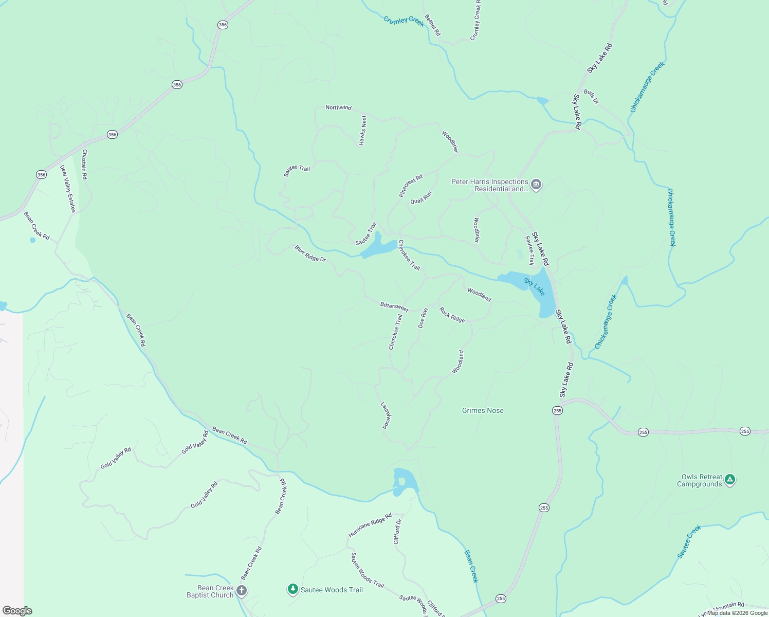map of restaurants, bars, coffee shops, grocery stores, and more near 203 Bittersweet in Sautee Nacoochee
