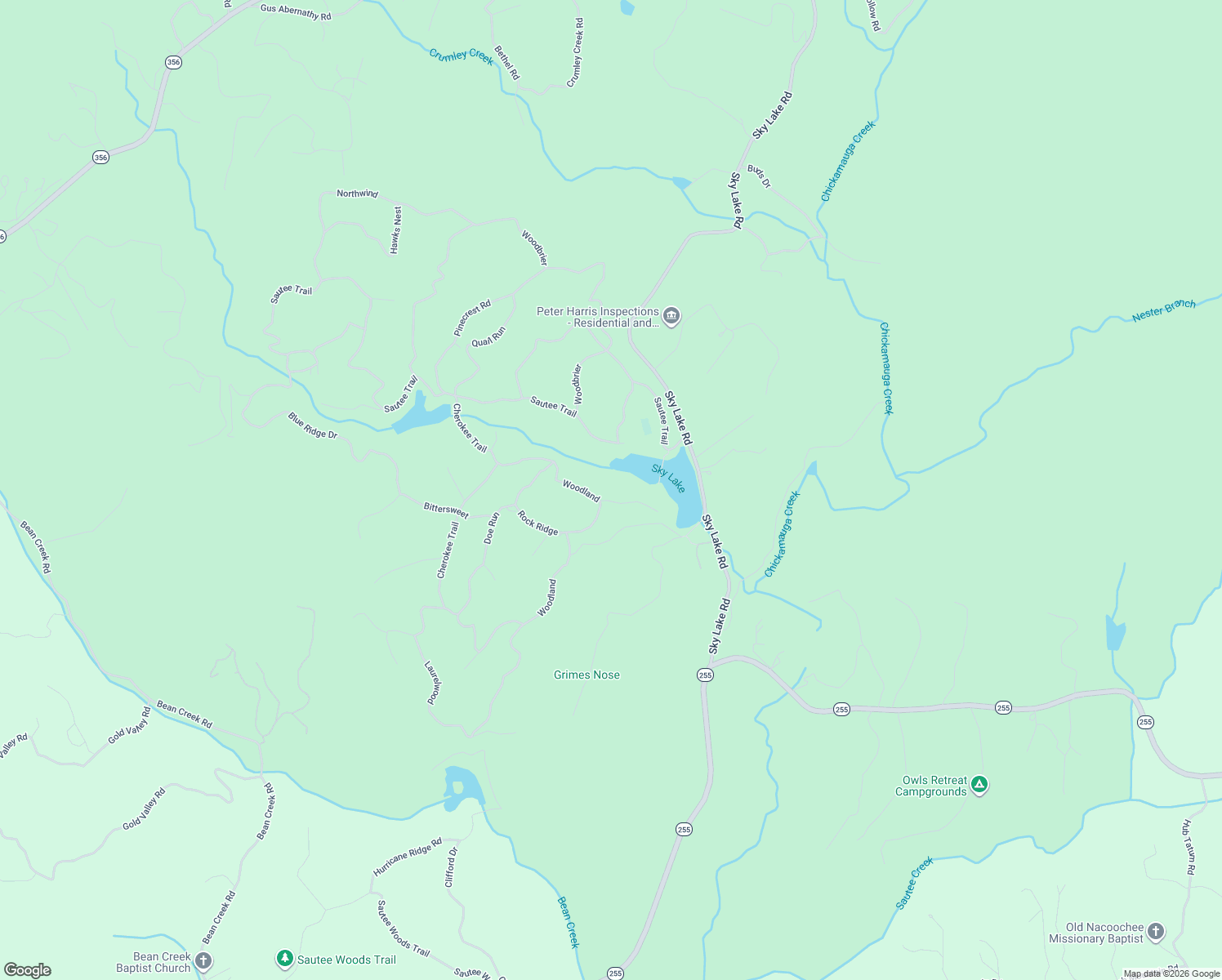 map of restaurants, bars, coffee shops, grocery stores, and more near 19 Lake Point in Sautee Nacoochee