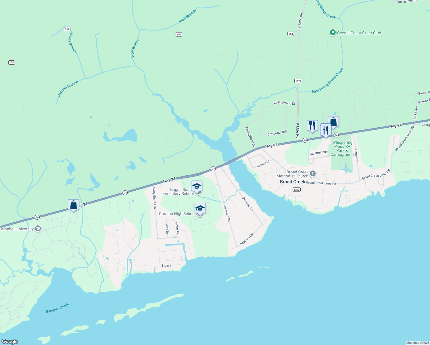 map of restaurants, bars, coffee shops, grocery stores, and more near 799 Pearson Cir in Newport