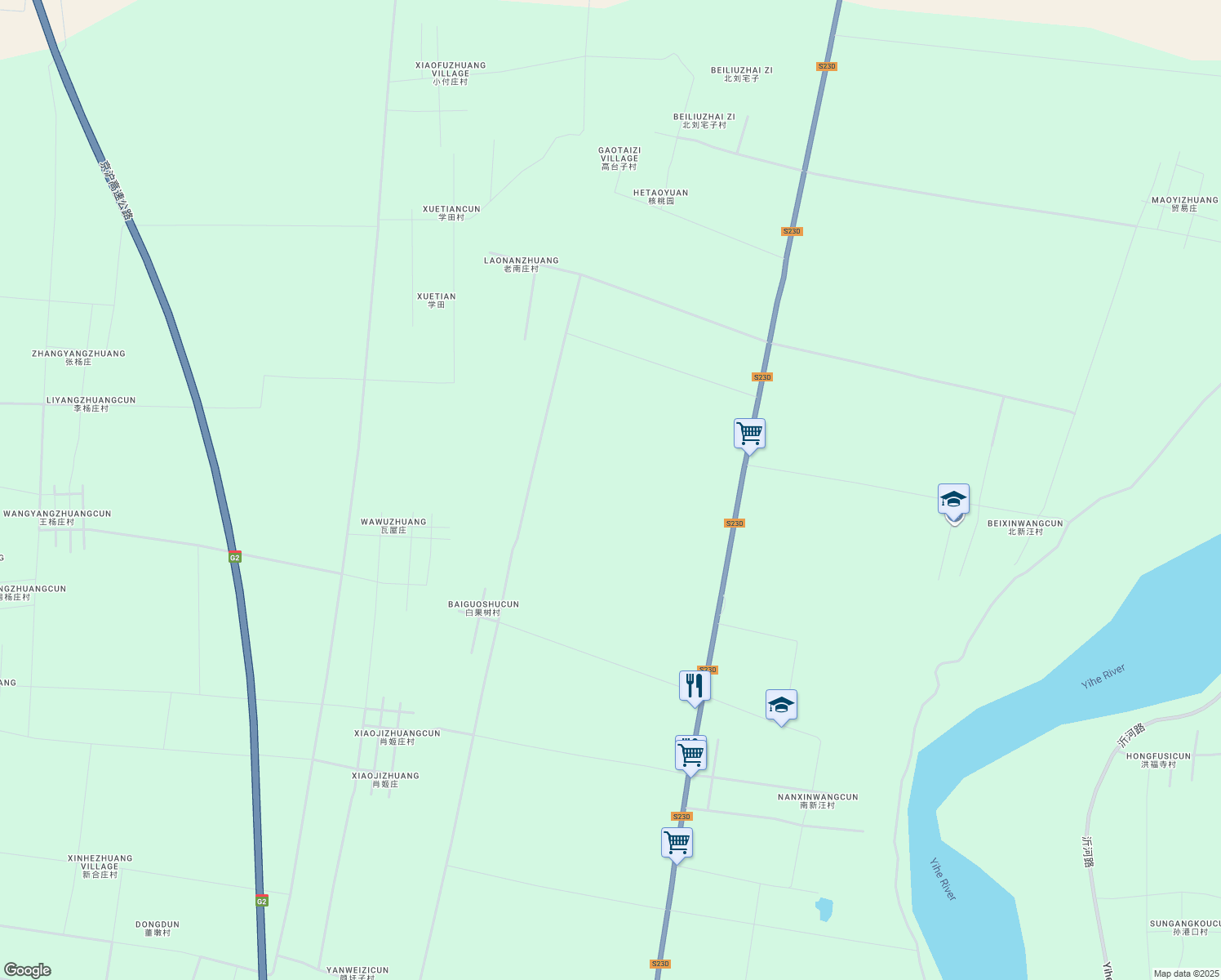 map of restaurants, bars, coffee shops, grocery stores, and more near in Linyi