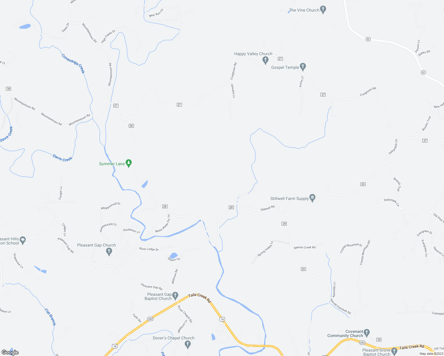 map of restaurants, bars, coffee shops, grocery stores, and more near 624 Stillwell Road in Ellijay