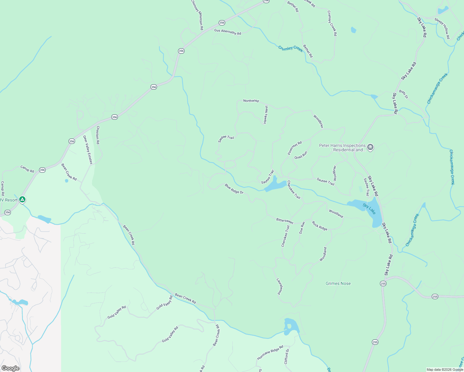 map of restaurants, bars, coffee shops, grocery stores, and more near 797 Blue Ridge Drive in Sautee Nacoochee