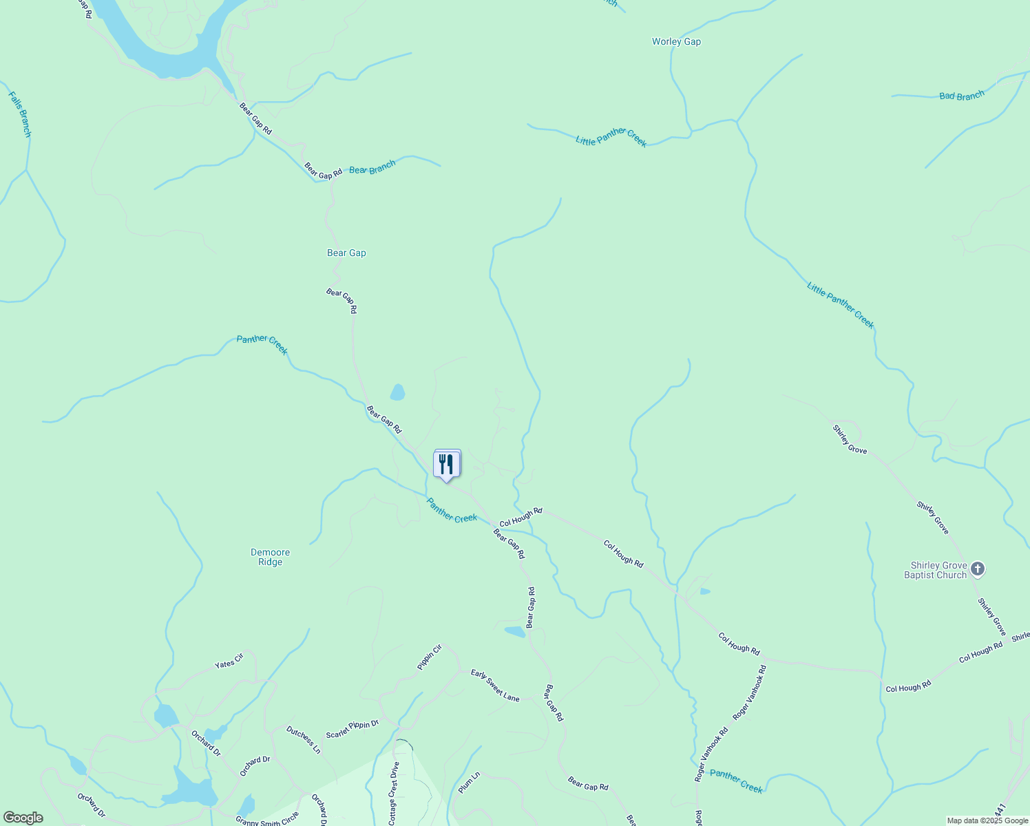 map of restaurants, bars, coffee shops, grocery stores, and more near 600 Glendale Drive in Clarkesville
